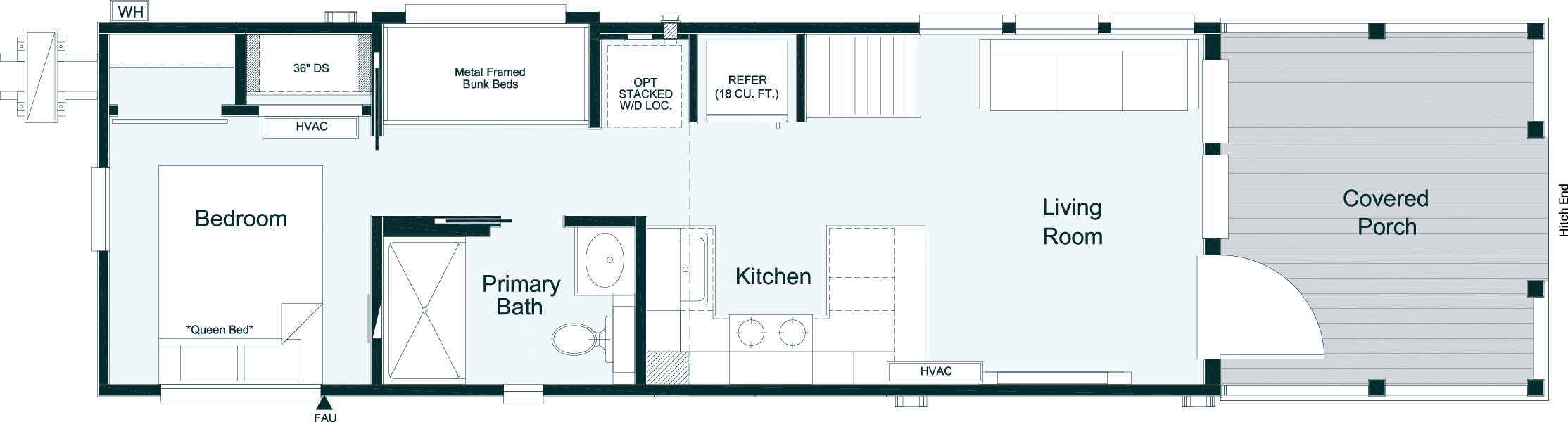 Standard Layout(Window in Bedroom / Twin Bunks / Front Single Door & Two Windows)